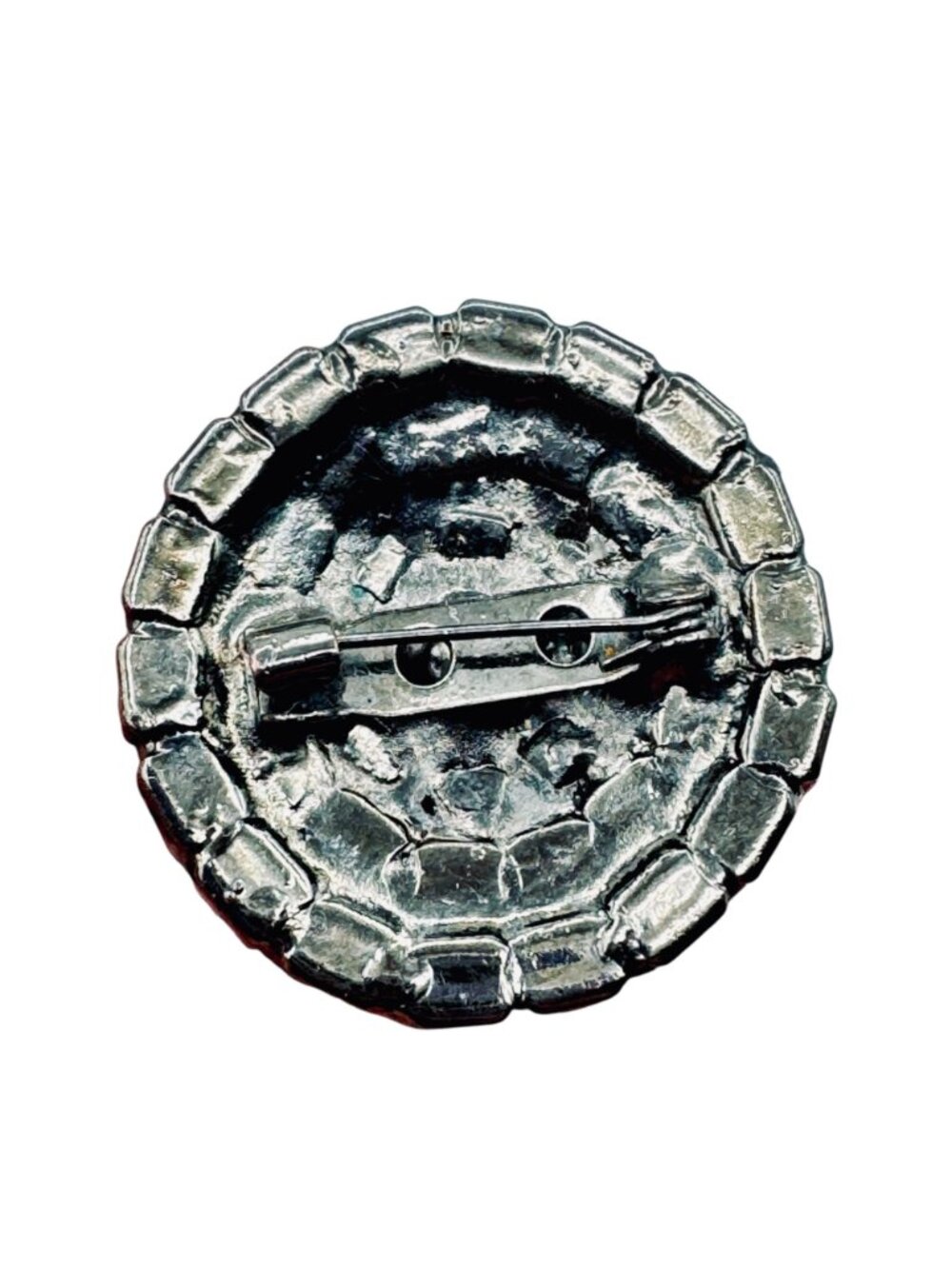 Vintage Rhinestone Brooch Japanned 1940s Dome Cluster Clear Prong Set Retro Glam - Picture 2 of 7
